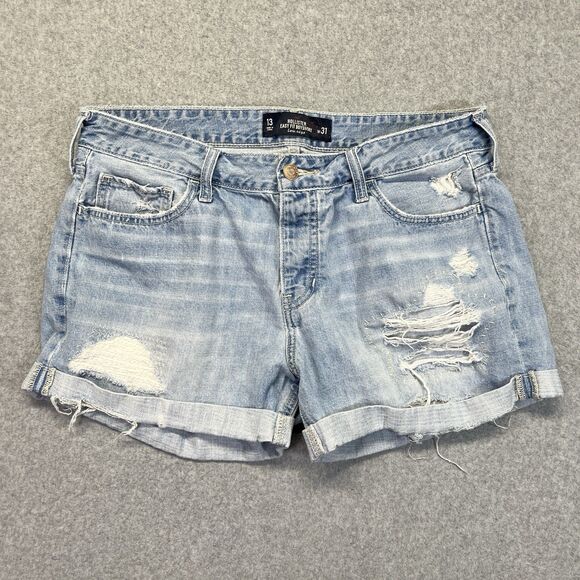 Hollister Easy Fit Boyshort Shorts Women’s 31 Low Rise Light Wash Button Fly - Picture 1 of 15
